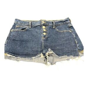 Old Navy Boyfriend Denim Shorts Raw‎ Hem Button Fly Mid Rise Size 6